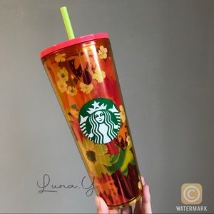 Starbucks Orange Yellow Flower Pink Strawberry Cup Tumbler Venti 2022 Summer